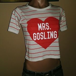 MIGHTY FINE MRS GOSLING STRIPED GRAPHIC TEE CROP